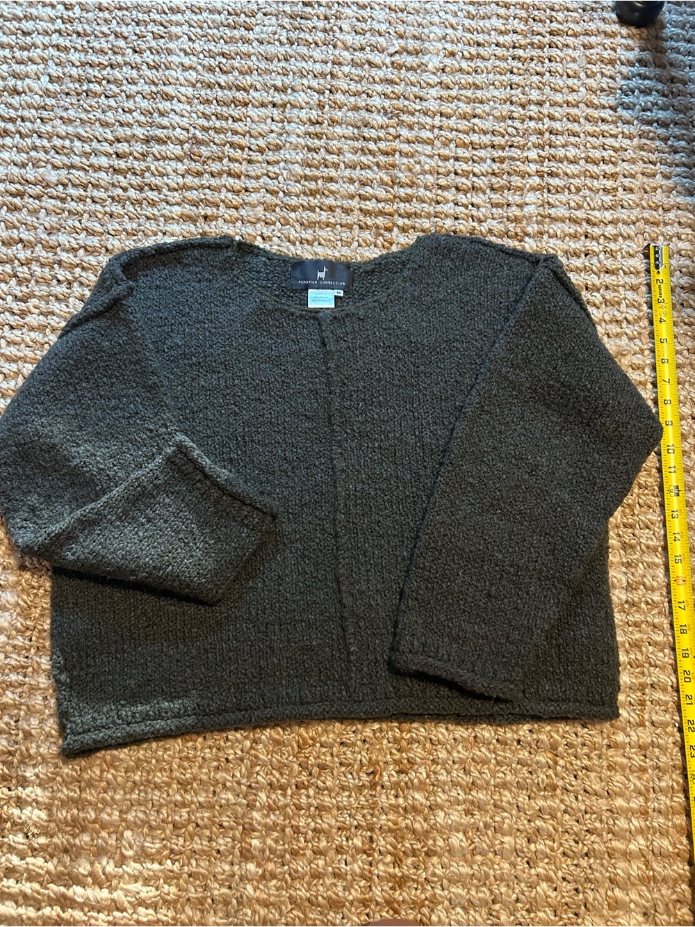 Peruvian Connection Jade Green Boxy Sweater